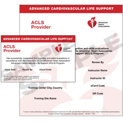Certificado oficial ACLS de la American Heart Association (AHA) en español, válido internacionalmente